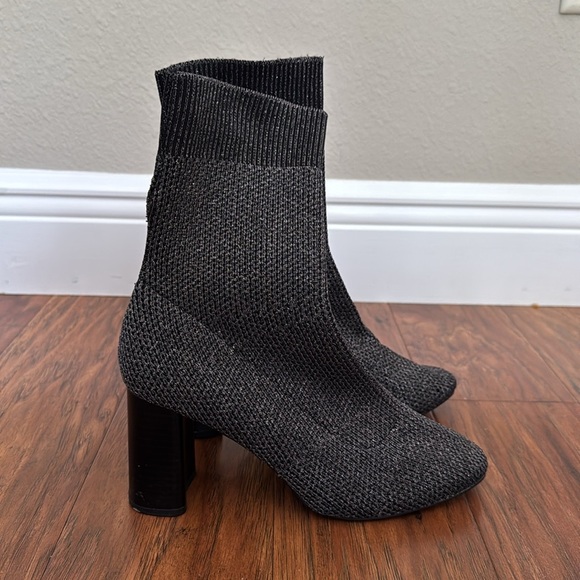 Zara Black and Silver Knit Sock Boots Size 37 - Picture 3 of 8